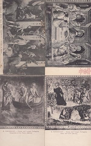 Gimagnano 4x Antique Adam & Eve Fishing Boats Painting Postcard s