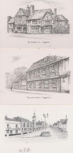 Coggeshall Payecockes House Woolpack Inn Market Place 3x Rare Art Postcard s