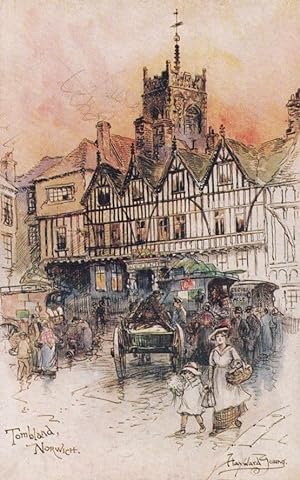 Market Trader Vans at Tombland Norwich Antique Postcard