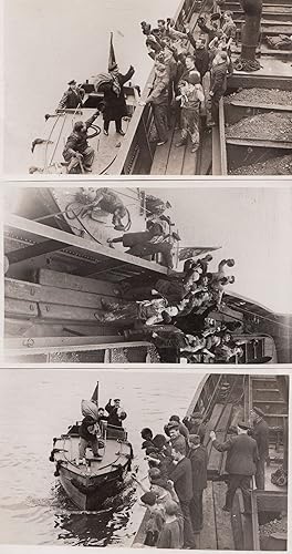 WW2 War Ship Army Crew Military Party 3x Real Photo Postcard s