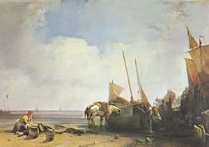 Richard Parkes Bonington Picardy Victorian Coast Boats Art Painting Postcard