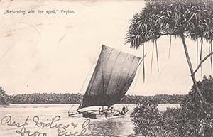 India Sea Ceylon Boat Ship Antique Rare 1905 Postcard