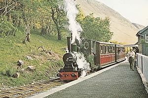 Abergynolwyn Evening Welsh Train Man With Huge Sideburns Postcard
