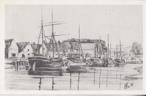 Blakeney Norfolk Dock Port Boat Ship Victorian Painting Postcard