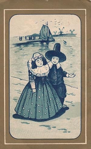 Welsh Boy Giant Hat with Posh Wales Lady By Fishing Sailing Boat 1903 Postcard