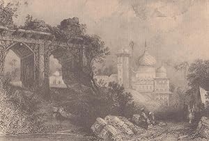 Monea India Ruins 1838 E Finden Antique Rare Painting Postcard