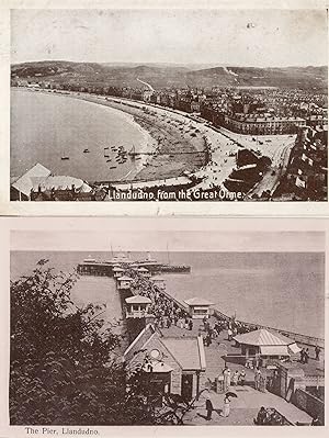 Llandudno Pier in Rain 1915 WW1 Postcard & Real Photo 2x Card s