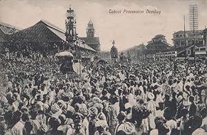 Bombay Taboot Procession Antique Indian Postcard
