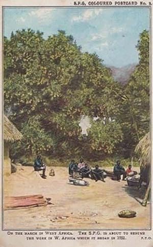 On The March In West Africa African SPG Missionary Antique Postcard