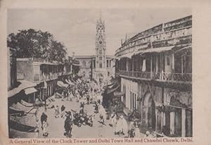Delhi Town Hall Clock Tower Antique Postcard