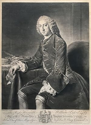 1754 Large Mezzotint of William Pitt after William Hoare