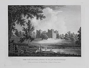 Original Antique Engraving Illustrating Lumley Castle in the County of Durham, the Seat of the Ea...