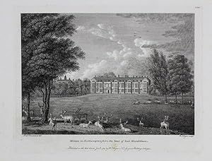 Original Antique Engraving Illustrating Milton Hall in Northamptonshire, the Seat of Earl Fitzwil...