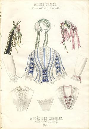 Hand-colored fashion plate removed from "Le Moniteur de la mode"