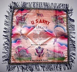 W.W.II US Army silk keepsake pillow cover, "Somewhere in Australia"