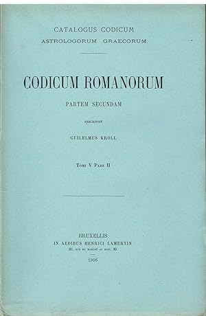 CODICUM romanorum - TOMI V-partem SECUNDAM (Catologus codicum astrologorum graecorum)