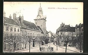 Carte postale Beaune, Place Monge et le Beffroi
