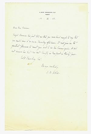 Autograph letter signed ("A. B. Toklas") to Geoffrey Parsons of The New York Herald Tribune, Pari...