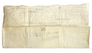 Manuscript Indenture signed ("Char. Dunster"), also signed ("Lewis Morris"), ("Alex. Mackdowell")...