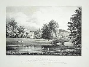 A Fine Original Antique Lithograph By G. F. Prosser Illustrating Waverley in Surrey, the Seat of ...
