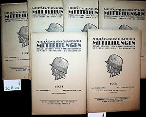 Militärwissenschaftliche Mitteilungen. 62. Jahrgang 1931 komplett in 6 Doppelheften Herausgegeben...