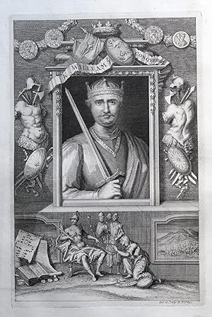 KING WILLIAM I, William the Conqueror, Tindal/Rapin antique portrait print 1745