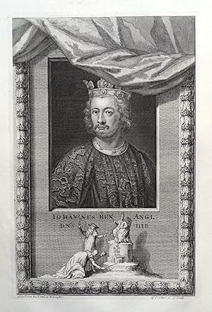 KING JOHN of England Rapin/Tindal antique portrait print 1745