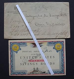 Autographed War Savings Book Signed, plus Signed Envelope.