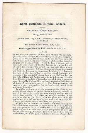 On the Suppression of the Slave Trade on the White Nile. [Offprint from the] Royal Institution of...