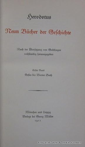 Neun Bücher der Geschichte. Nach der Übersetzung von Goldhagen vollständig herausgegeben. 2 Bände...