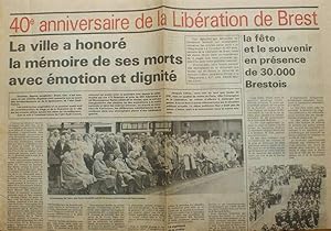 Le Télégramme du jeudi 27 septembre 1984 - Numéro spécial : 40e anniversaire de la Libération de ...
