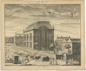 Antique Print of the Synagogue of Portugese Jews in Amsterdam by J.C. Philips (c.1730)