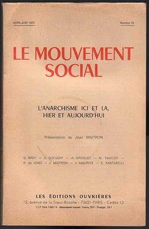 Le Mouvement Social, No. 83, Avril-Juin, 1973 - L'anarchisme ici et la, hier et aujourd'hui