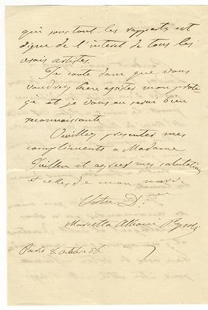 Autograph letter signed "Marietta Alboni Pepoli" to an unidentified male correspondent, possibly ...