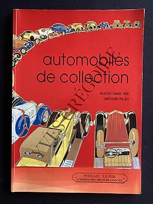 CATALOGUE DE VENTE-AUTOMOBILES DE COLLECTION-PALAIS DES CONGRES-PARIS-LUNDI 10 JUIN 1996-ETUDE PO...