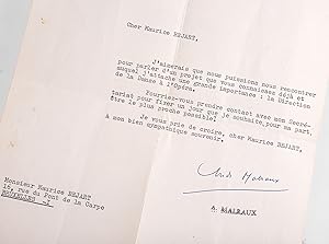 Lettre dactylographiée et signée à Maurice Béjart