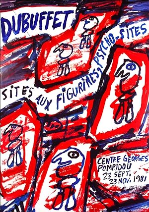 Jean DUBUFFET. Sites aux Figurines, Psycho-Sites. (Affiche d'exposition / exhibition poster).