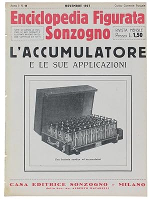 L'ACCUMULATORE e le sue applicazioni. - Enciclopedia Figurata Sonzogno. Anno I - N. 11. Novembre ...
