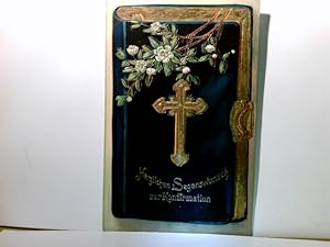 Konfirmation. Sehr schöne, alte Präge - AK mit Goldprägedruck, gel. 1909, Gebetbuch vergoldet, go...