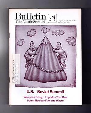 The Bulletin of the Atomic Scientists. November, 1985. Anita Kunz cover art. U.S.-Soviet Summit (...
