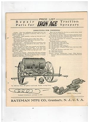 PRICE LIST: REPAIR PARTS FOR IRON AGE TRACTION SPRAYERS