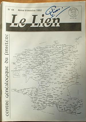 Le Lien du Centre Généalogique du Finistère - Numéro 44 de 3ème trimestre 1992
