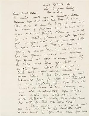 Autograph letter signed ("Grumpy Old Fields"), to his estranged mistress, Carlotta Monti (Douglas...