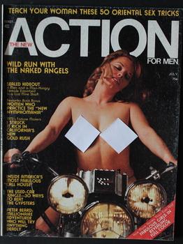 ACTION FOR MEN Adventure Magazine July 1975 GGA Naked Angels; Motorcycles;.