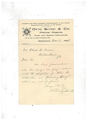 OTTO SUTRO & CO. PIANOS, ORGANS, MUSIC AND MUSICAL INSTRUMENTS (letterhead)