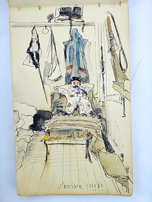 ORIGINAL SKETCHBOOK with scenes of military life by Joseph Paul Adrien Carré