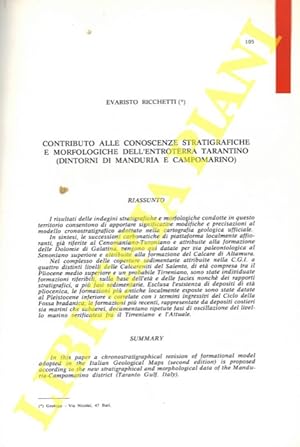 Contributo alle conoscenze stratigrafiche e morfologiche dell'entroterra tarantino (dintorni di M...