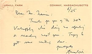 Handwritten Postcard Signed by Archibald MacLeish
