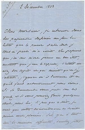 1863 French Writer and Photographer Maxime Du Camp Autograph Letter Signed