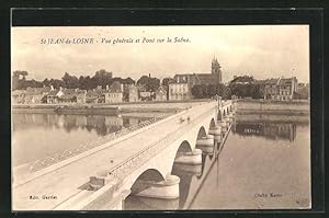 Carte postale St Jean-de-Losne, Vue generale et Pont sur la Saone